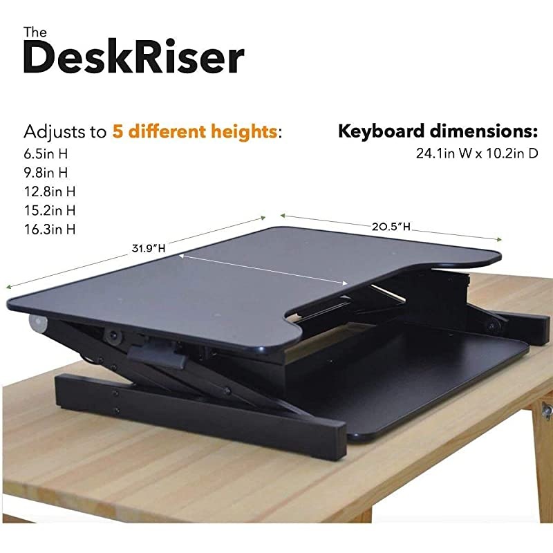Standing Desk | Desk Riser Classic Stand Up Desk | 32 in Wide Fits 2 Monitors with Retractable Keyboard Tray (Black, 32" Wide)