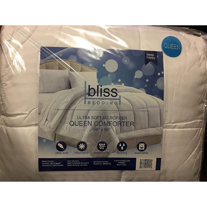 Bliss Home 1 Piece Down Alternative Reversible Comforter  Size Queen (86" x 86") - White