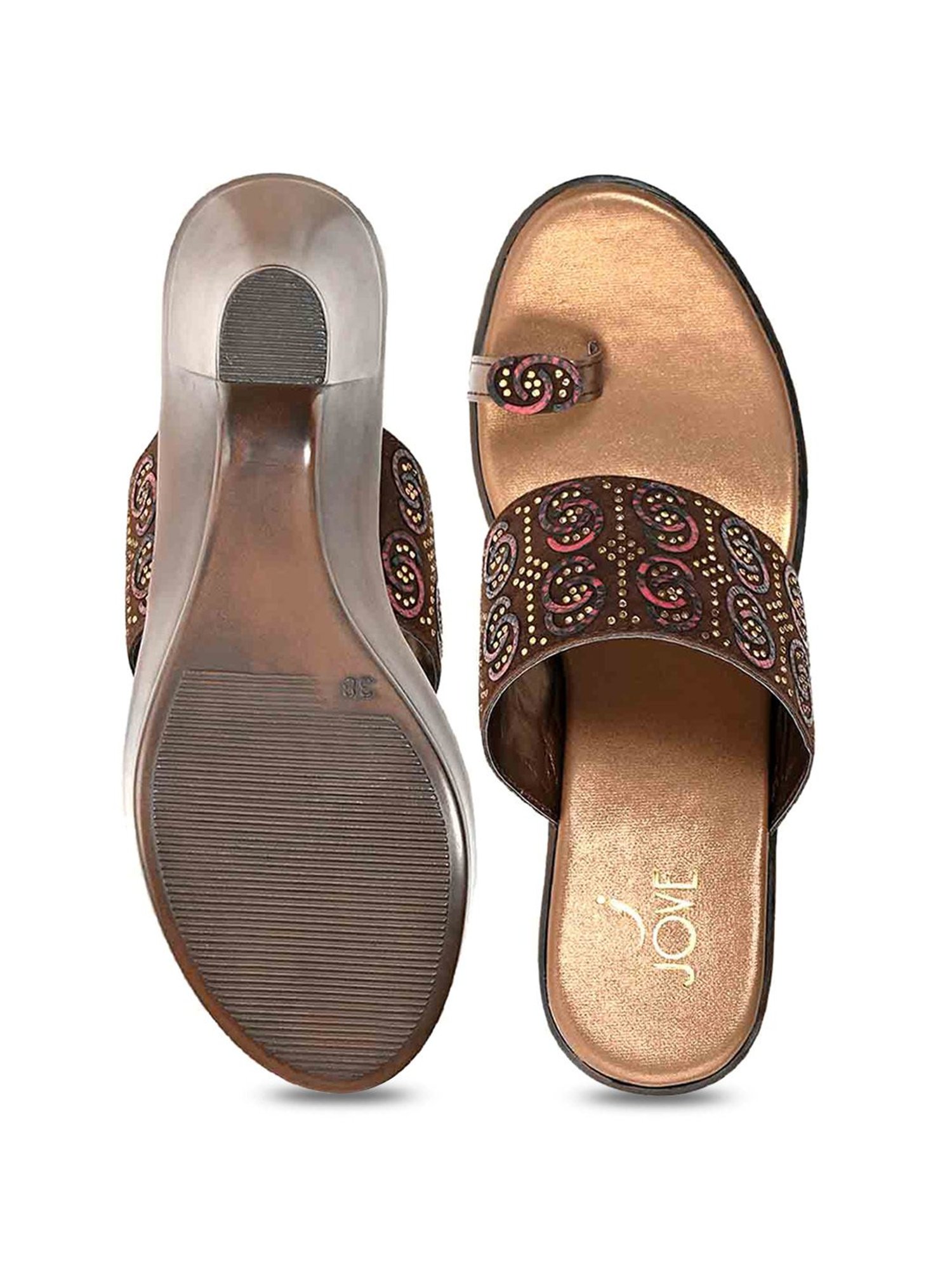 Jove Women's Brown Toe Ring Sandals