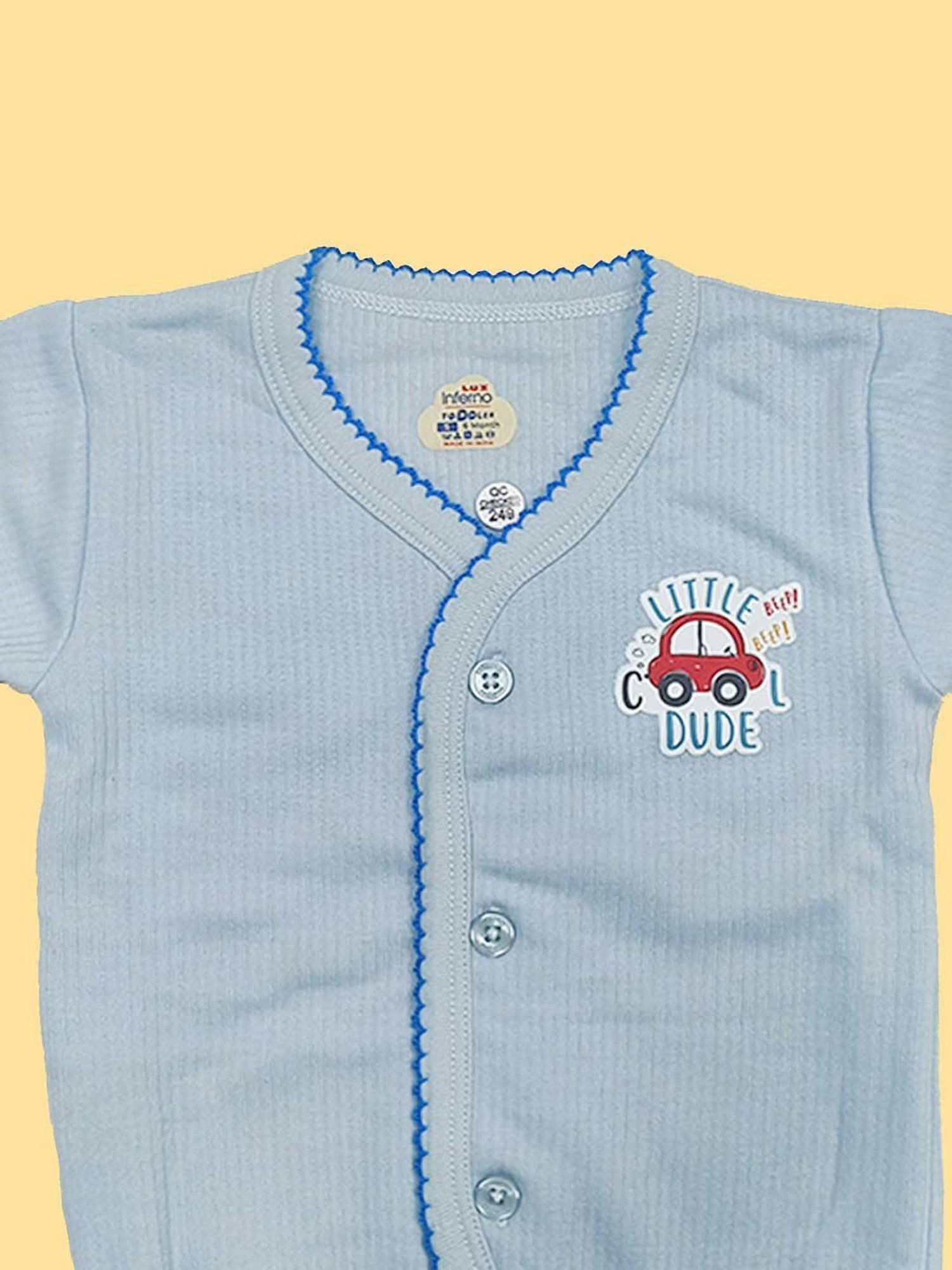 LUX Inferno Kids Grey & Blue Printed Full Sleeves Thermal Set(Pack of 2)