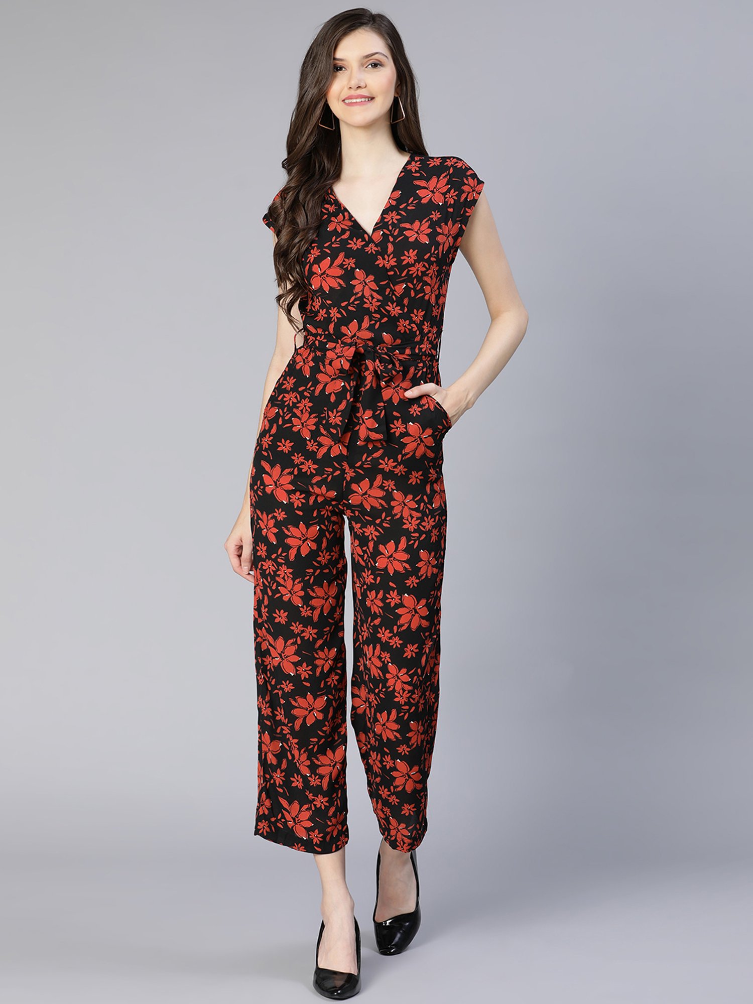 Belle Fille Black Floral Print Jumpsuit