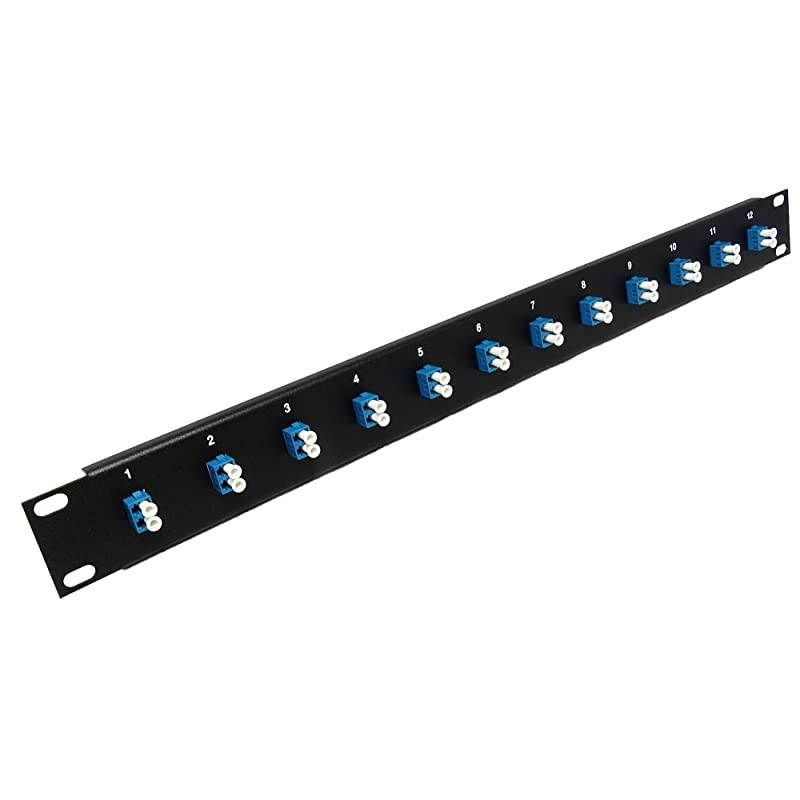 Port LC Fiber Patch Panel Singlemode Blue Couplers Loaded 1u 19