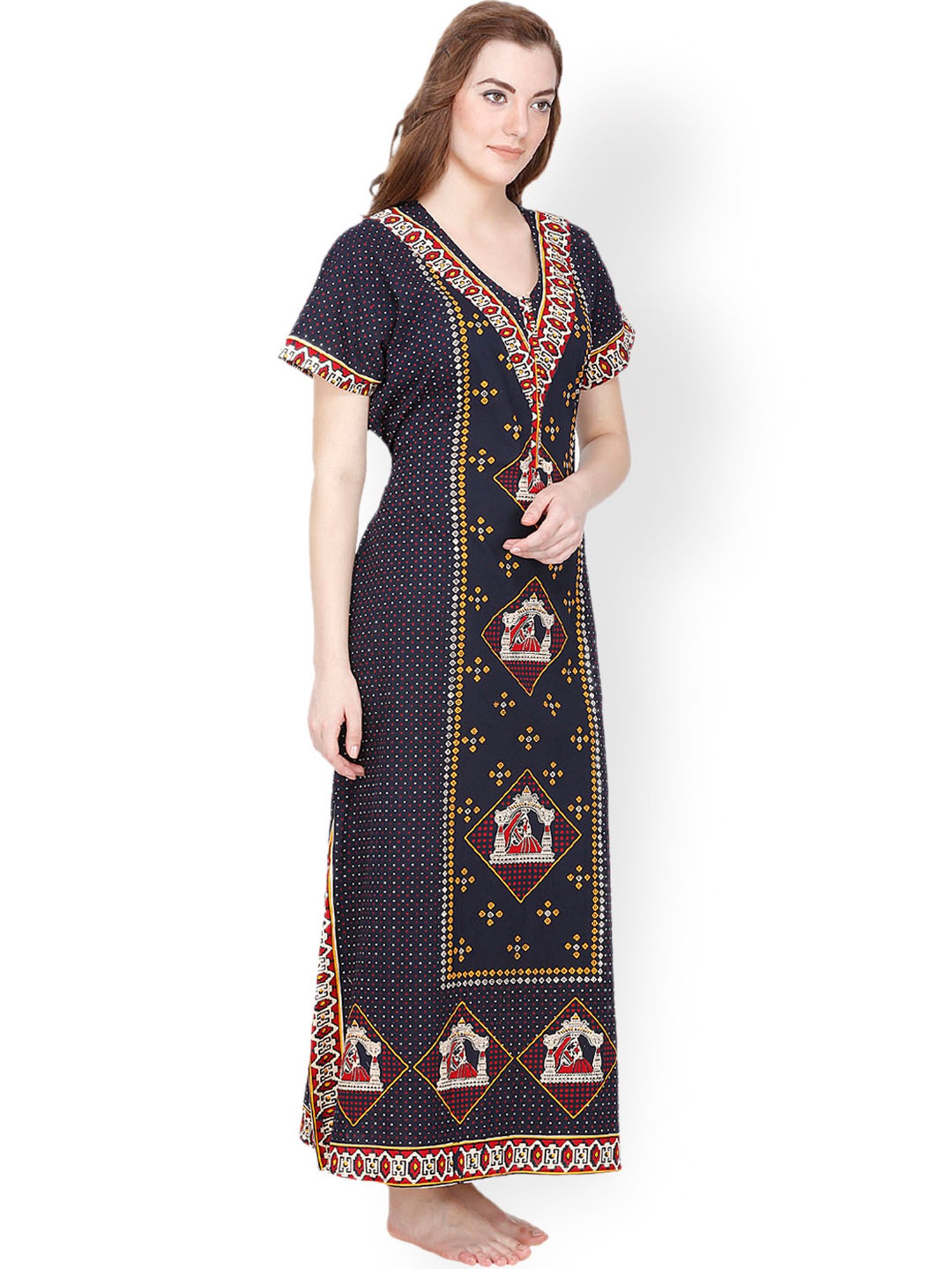 Secret Wish Navy Printed Nighty