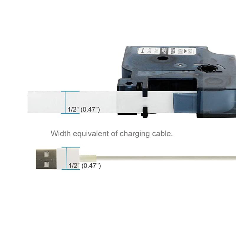 Compatible Label Tape Replacement Dymo D1 45013 S0720530 Label Tape for DYMO LabelManager 160 280 210D 360D 420P 220P 260P 450D Label Maker Black on White 12 Inch1mm x 23 Feet7m 6 Refills
