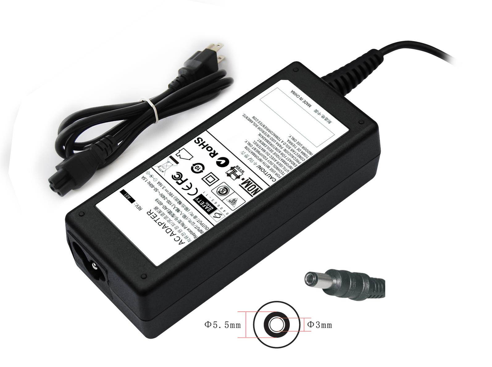 Superb Choice&reg; 60W Adapter for Samsung 0455A1990 AD-9019S BA44-00215A SADP-90FH D pa-1900-08s r540-ja07