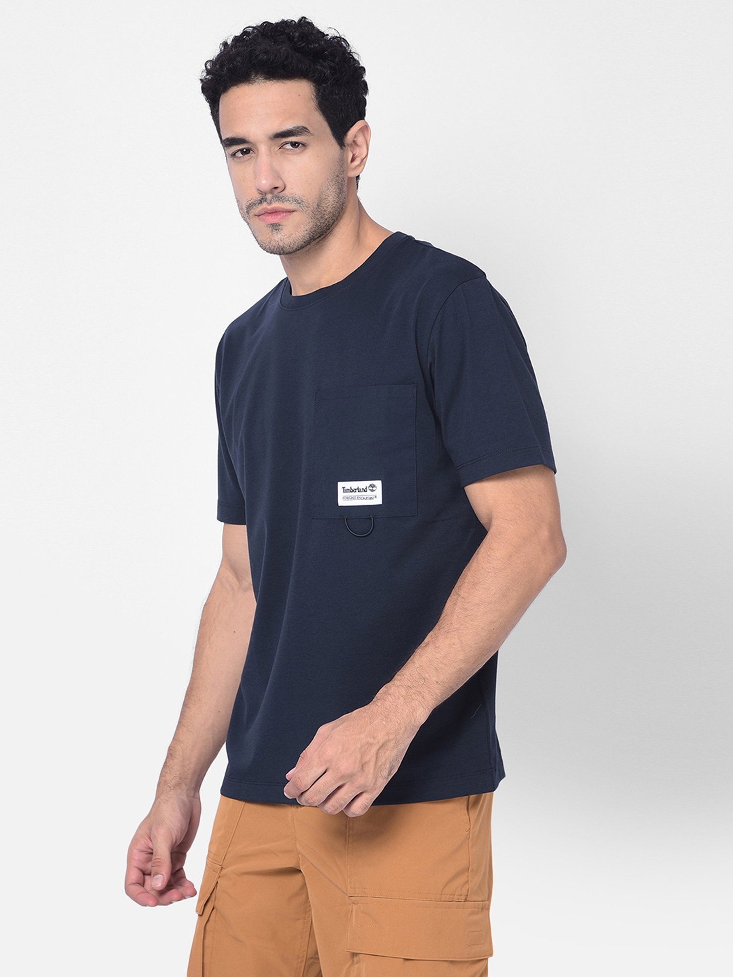 Timberland Navy Regular Fit Logo Print Crew T-Shirt