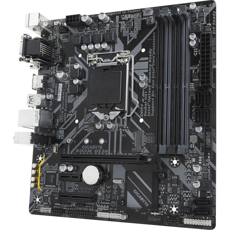 Gigabyte Ultra Durable B360M DS3H Desktop Motherboard - Intel Chipset - Socket H4 LGA-1151 - 64 GB DDR4 SDRAM Maximum RAM - UDIMM, DIMM