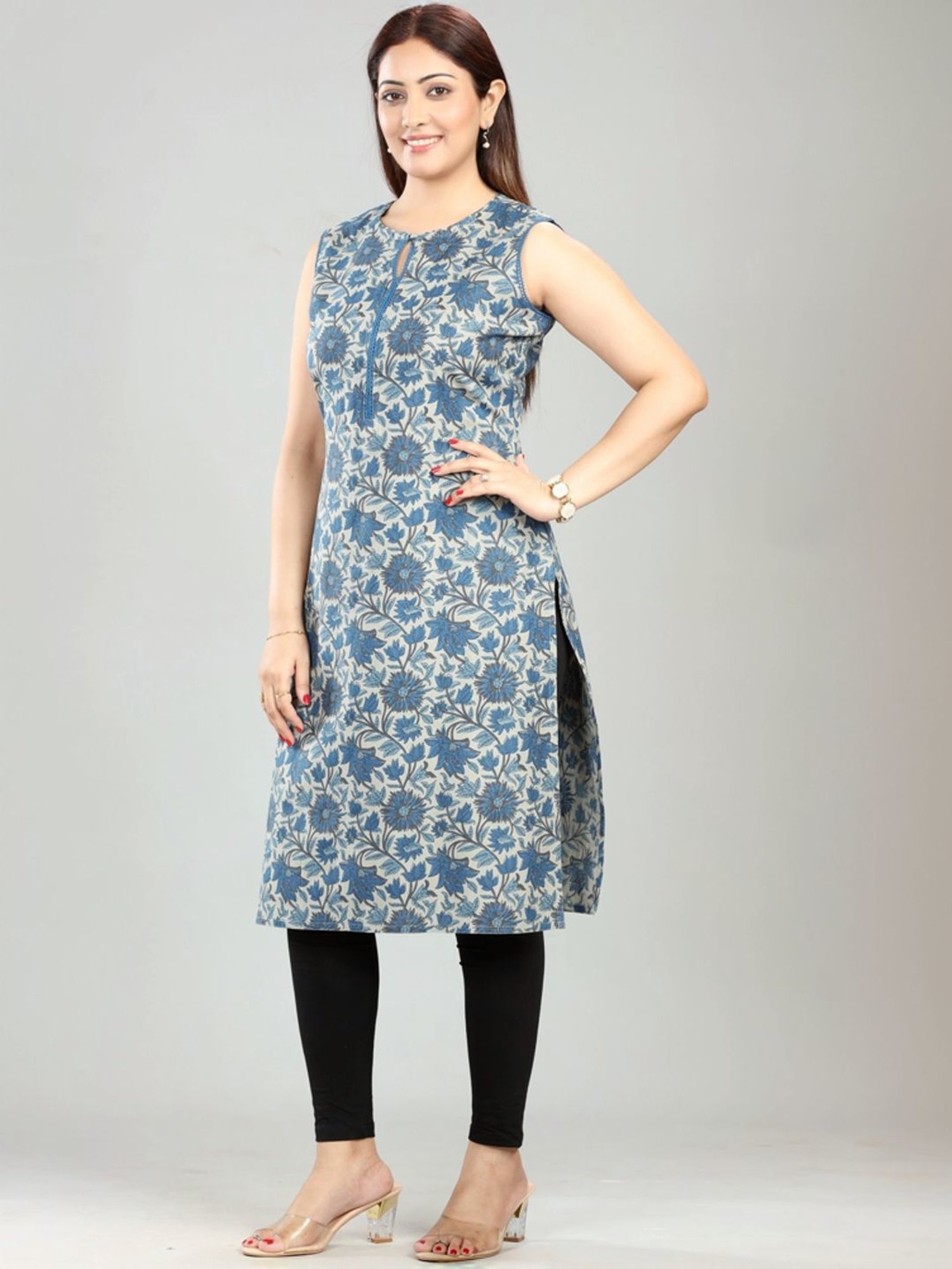 Cotton Culture Blue Cotton Printed Straight Kurta