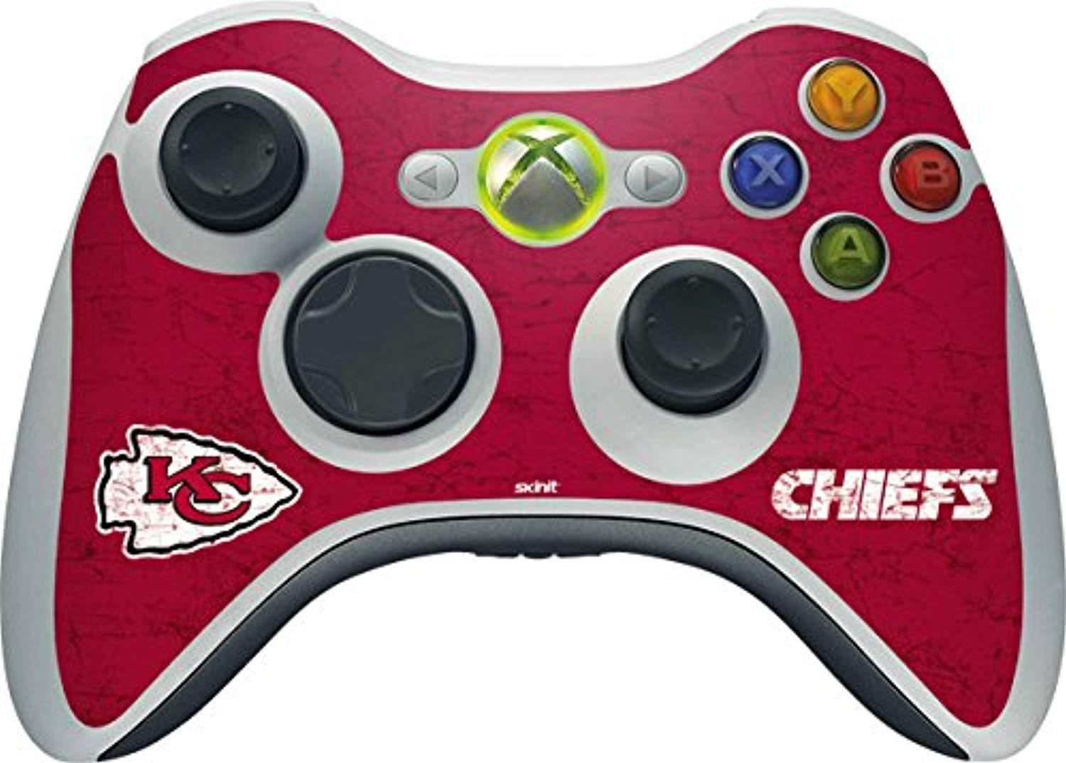 skinit decal gaming skin for xbox 360 wireless controller - officially licensed nfl kansas city chiefs distressed design