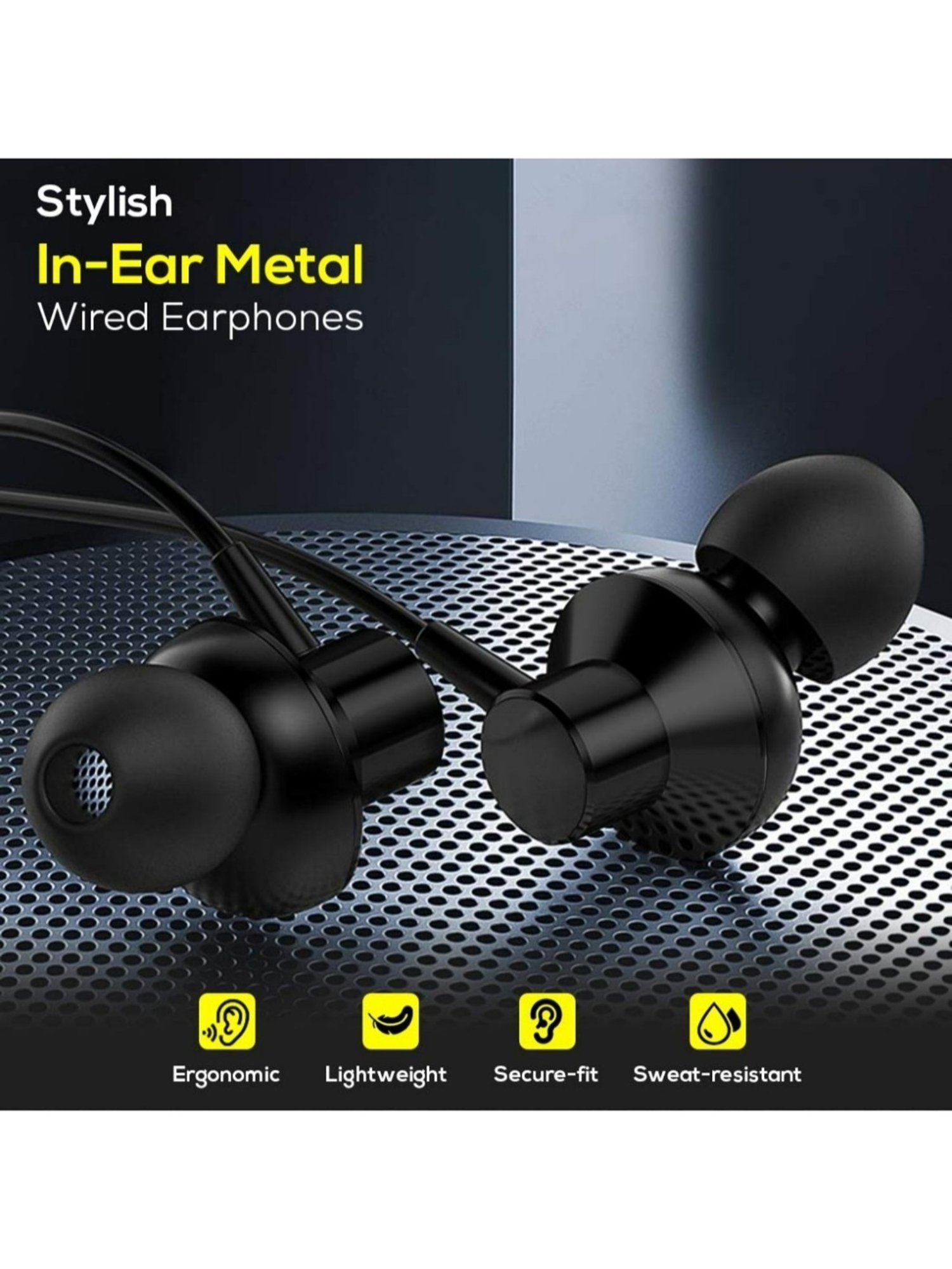 PTron Pride Lite in Ear Wired Earphones with Mic, 3.5mm Aux (Black)