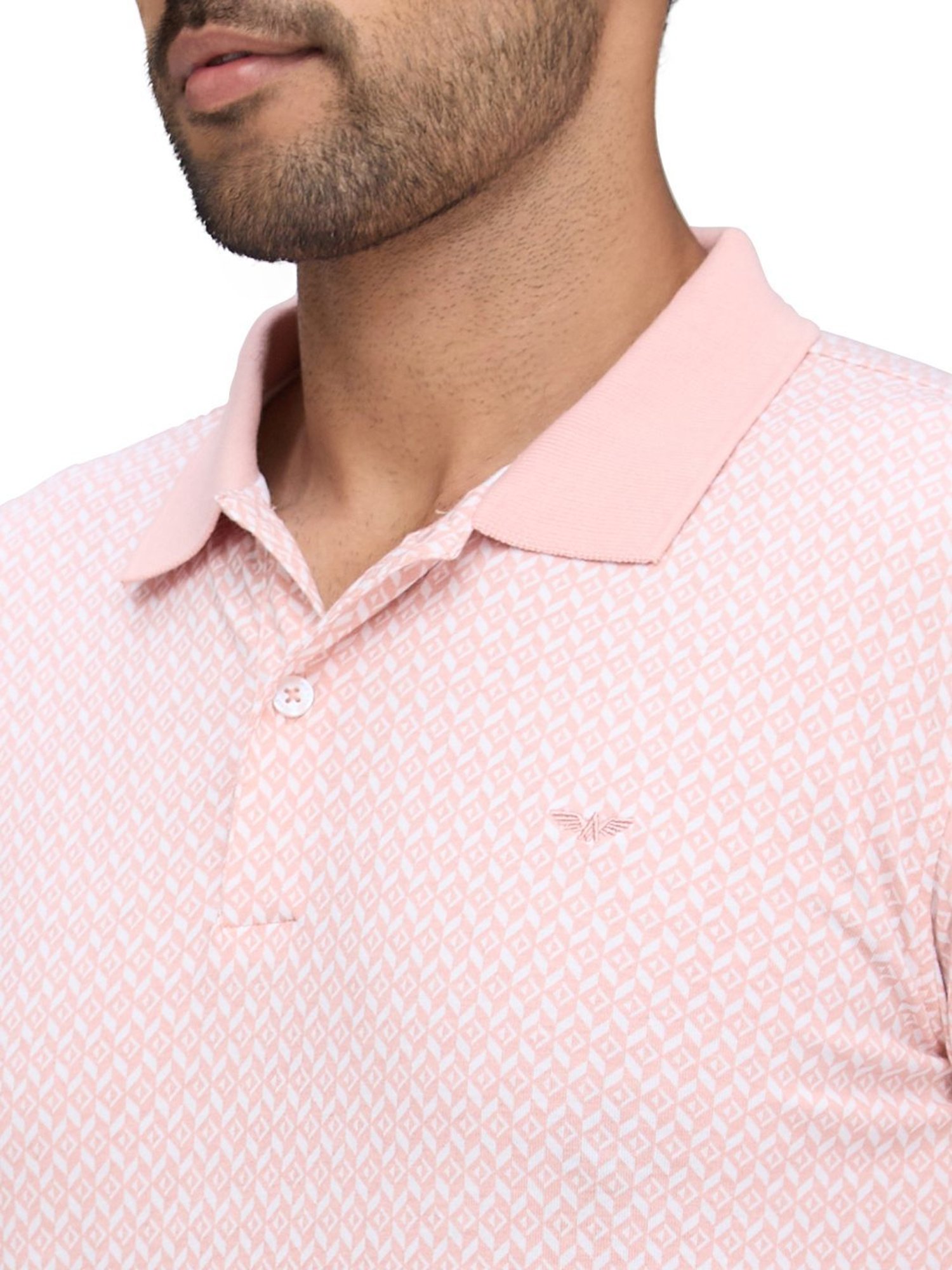 Park Avenue Pink Slim Fit Printed Polo T-Shirt