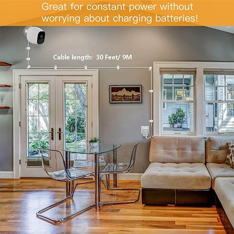 30FT Power Cables and Charger for Arlo Pro Pro 2 and Arlo Go Weatherproof Outdoor Indoor Solved The Need to Constantly Charge Batteries Arlo Charging Cable Arlo Power Cord White