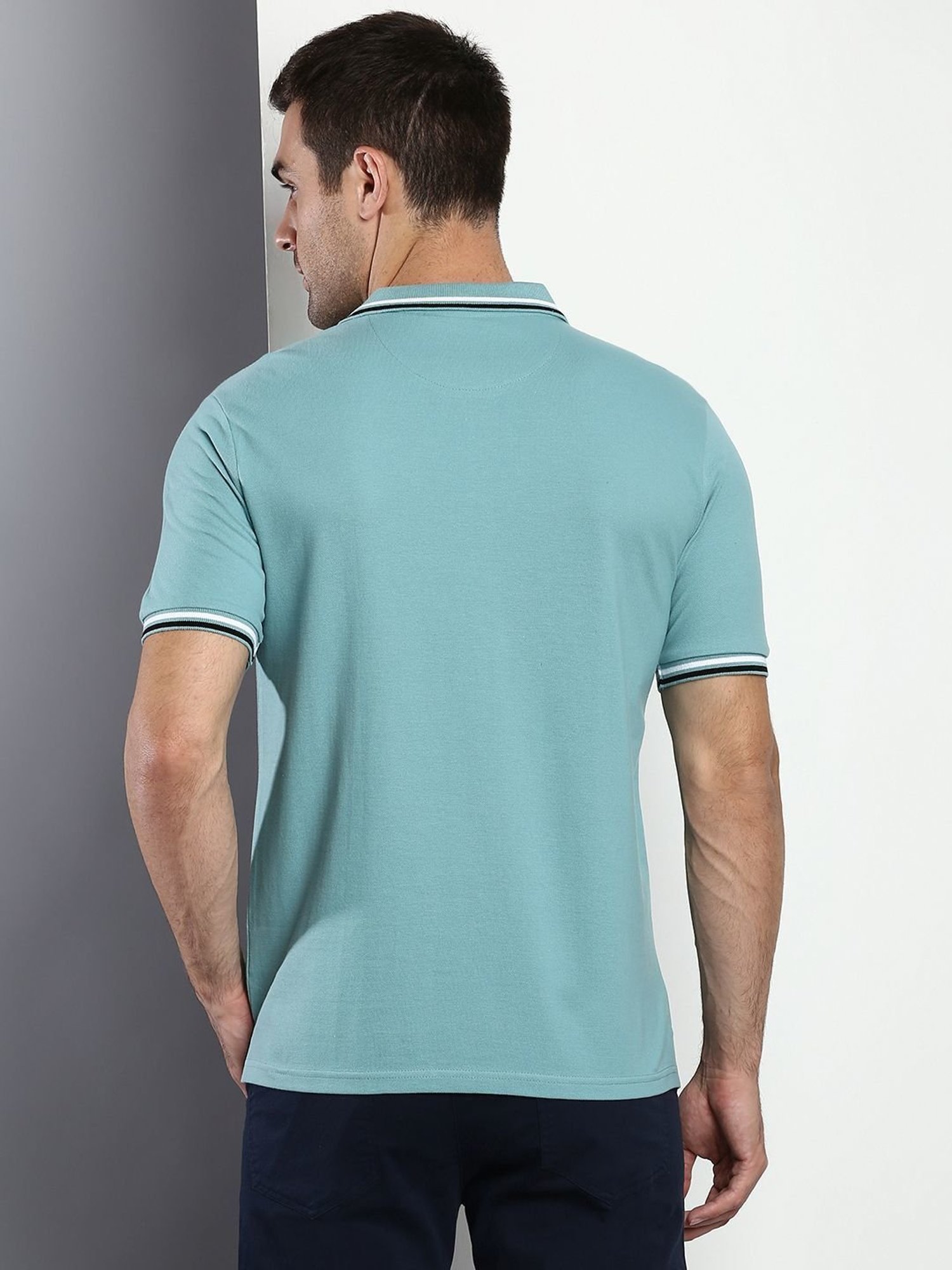 Dennis Lingo Aqua Cotton Slim Fit Polo T-Shirt