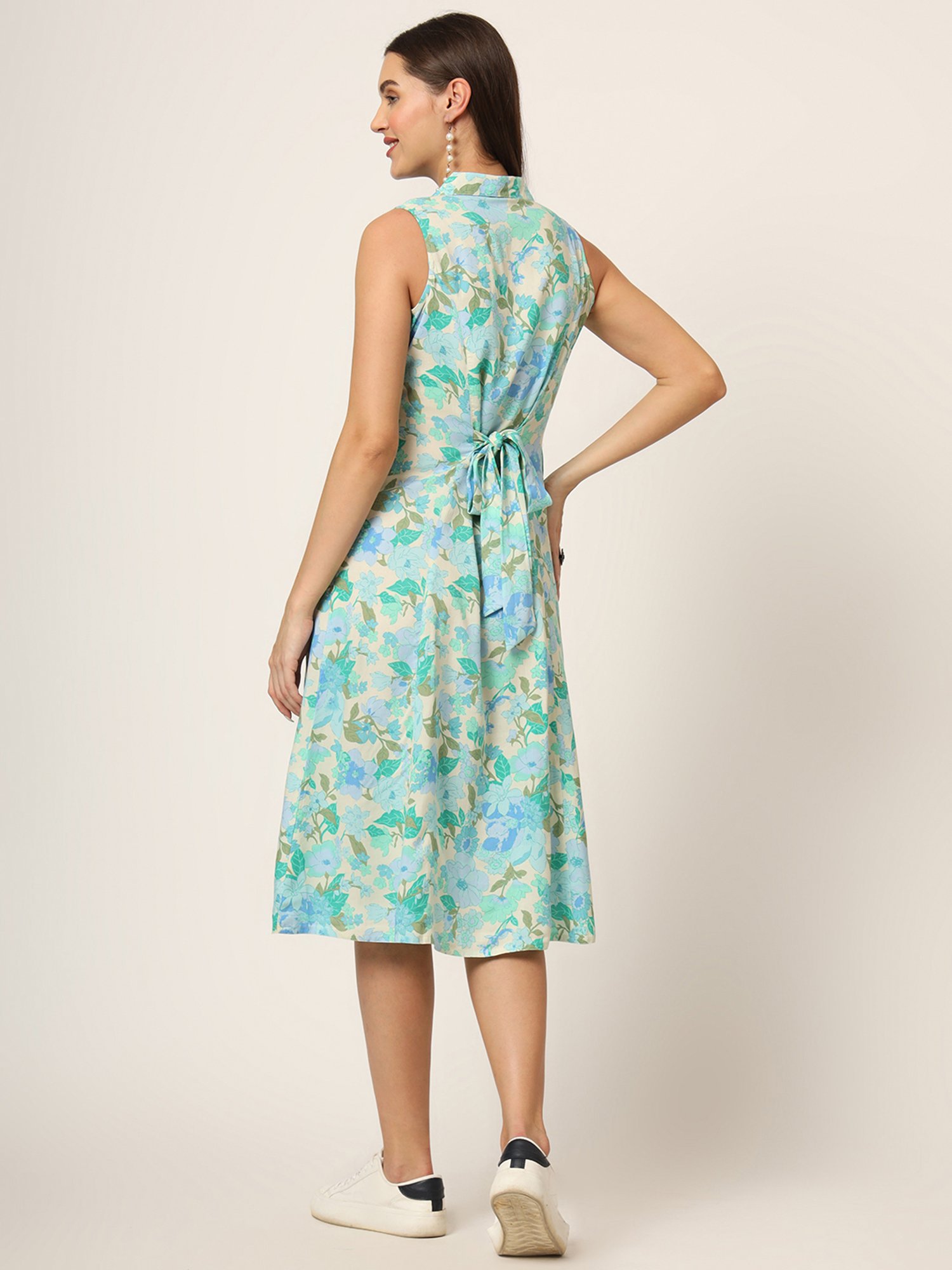 Divena Green Printed Ethnic Dress