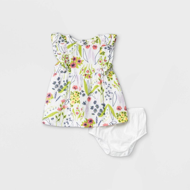 Habitual Baby Girls 12-24 Months Puff Short-Sleeve Asymmetrical Ruffled Denim Dress