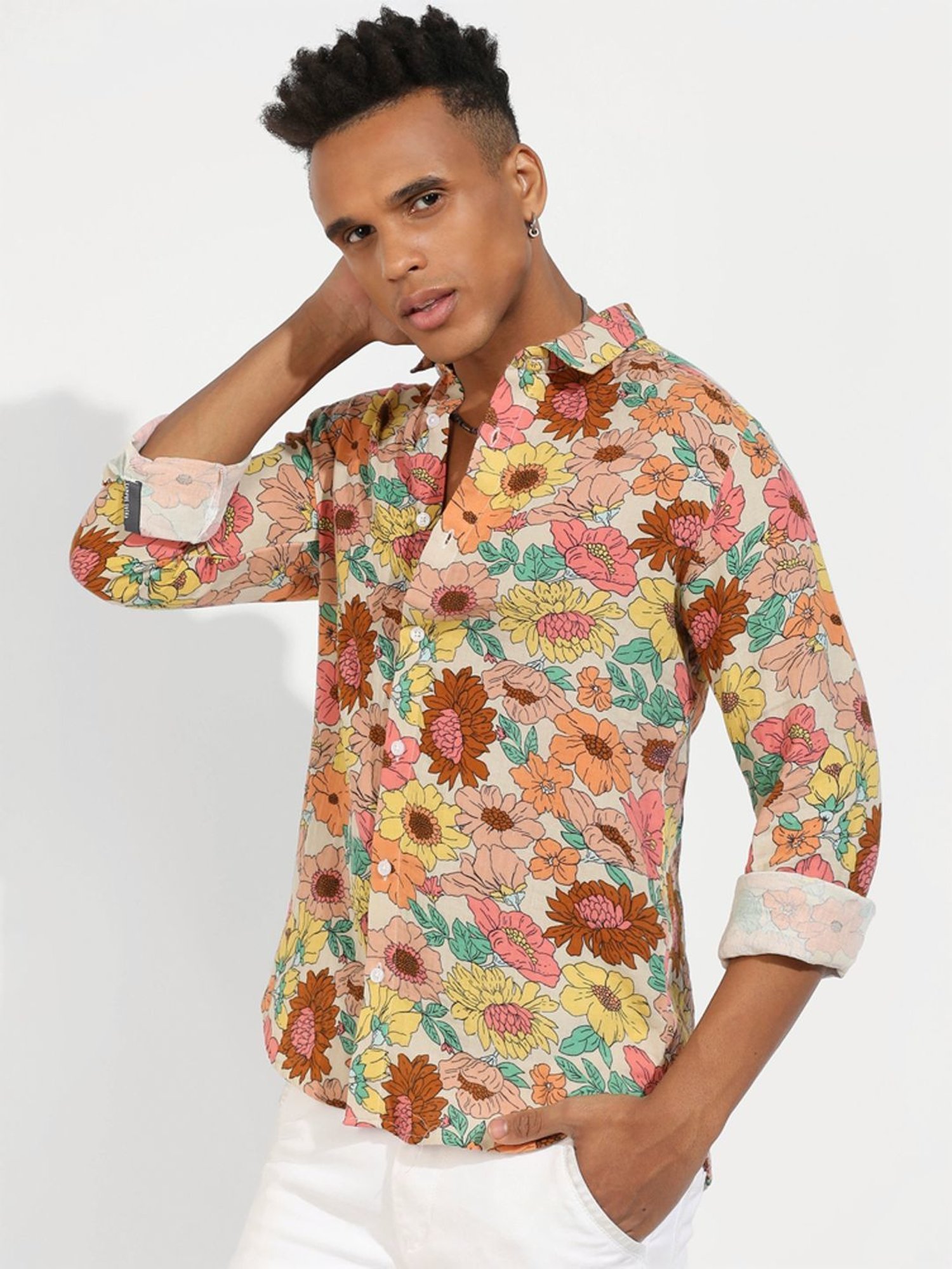 Campus Sutra Multicolored Regular Fit Floral Print Shirt
