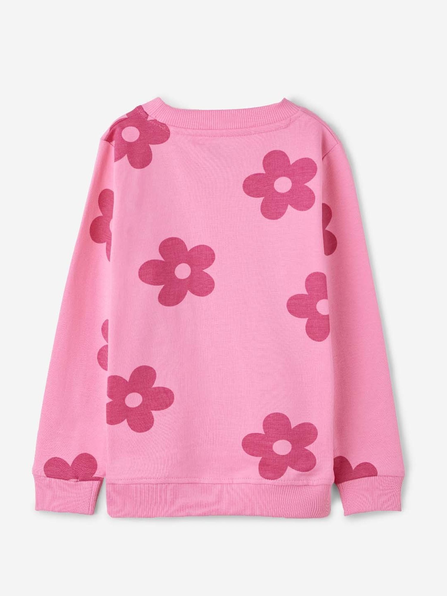 The Souled Store Kids Pink Cotton Floral Print Full Sleeves Sweatshirt