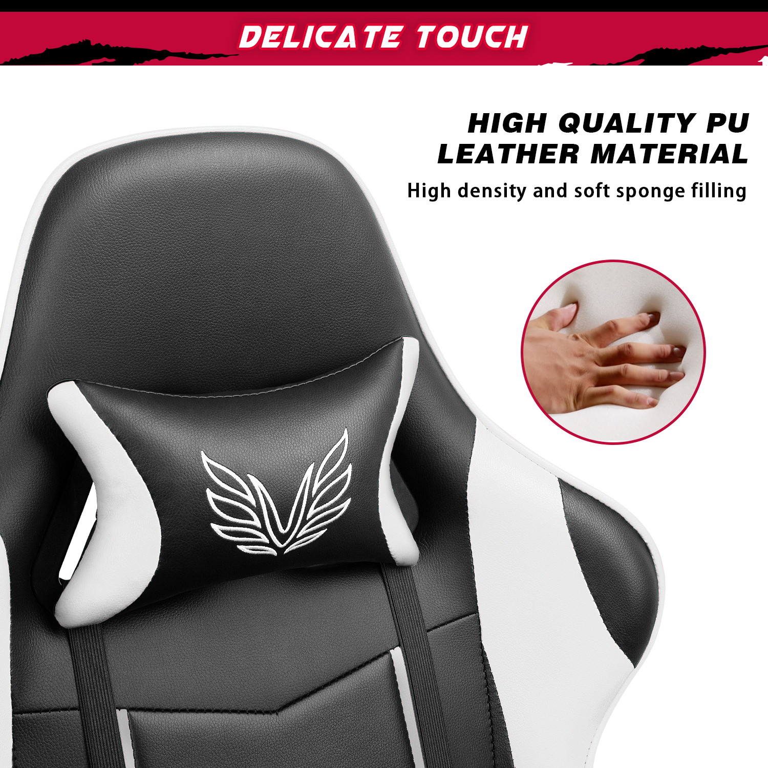 Homall Gaming Chair High Back Adjustable Height Racing Style Computer Chair with Headrest and Lumbar Support (Blue)