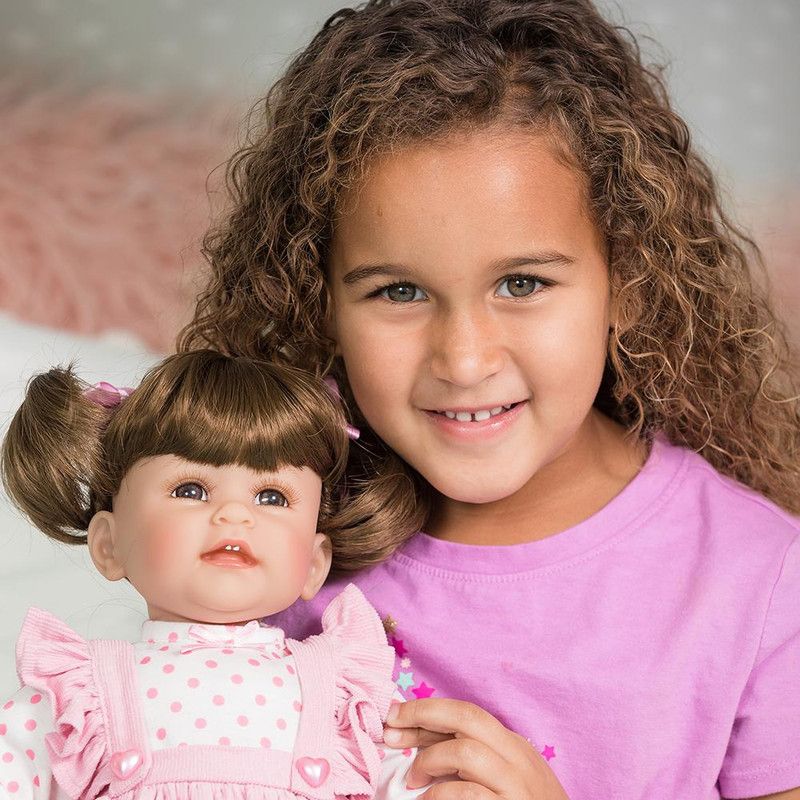 Adora Toddler Doll "Vintage Girl" with Pink frill Pinafore Dress, Pink Baby Pantaloons and Black Mary Jane Shoes