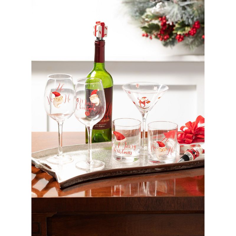 Sullivans Santa Martini Glasses Set of 4, 7"H Multicolored