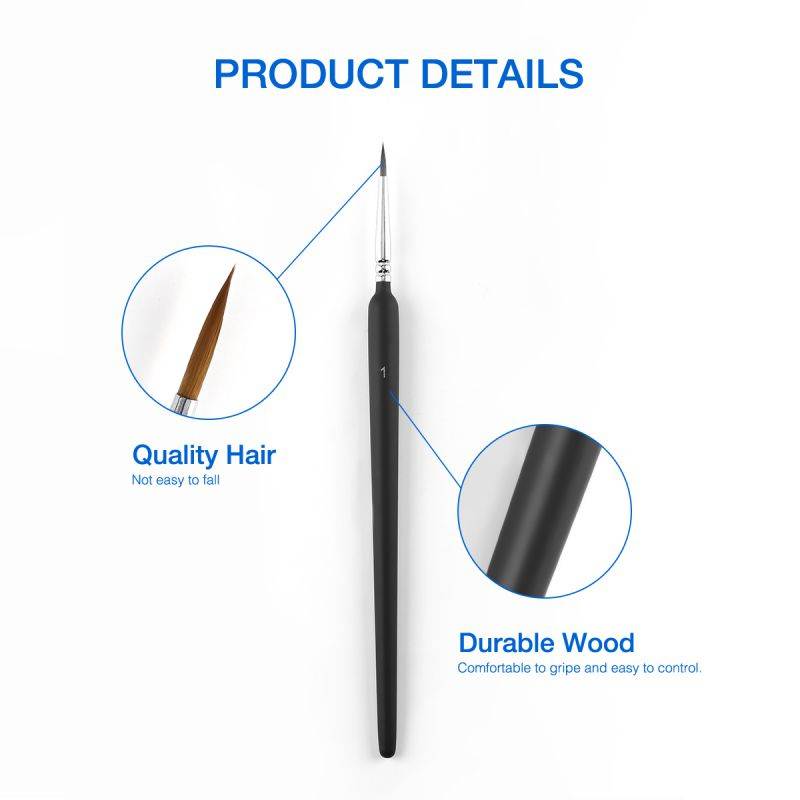 9 Pcs Miniature Paint Brush Set Professional Weasel Hair Fine Detail Art Nail Model