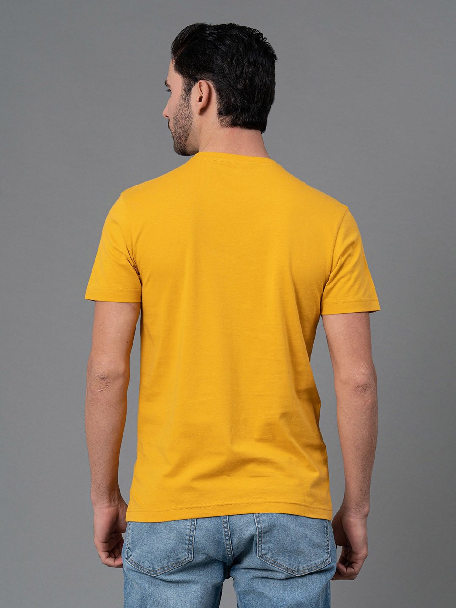 Red Tape Yellow Regular Fit Graphic Print Cotton Crew T-Shirt