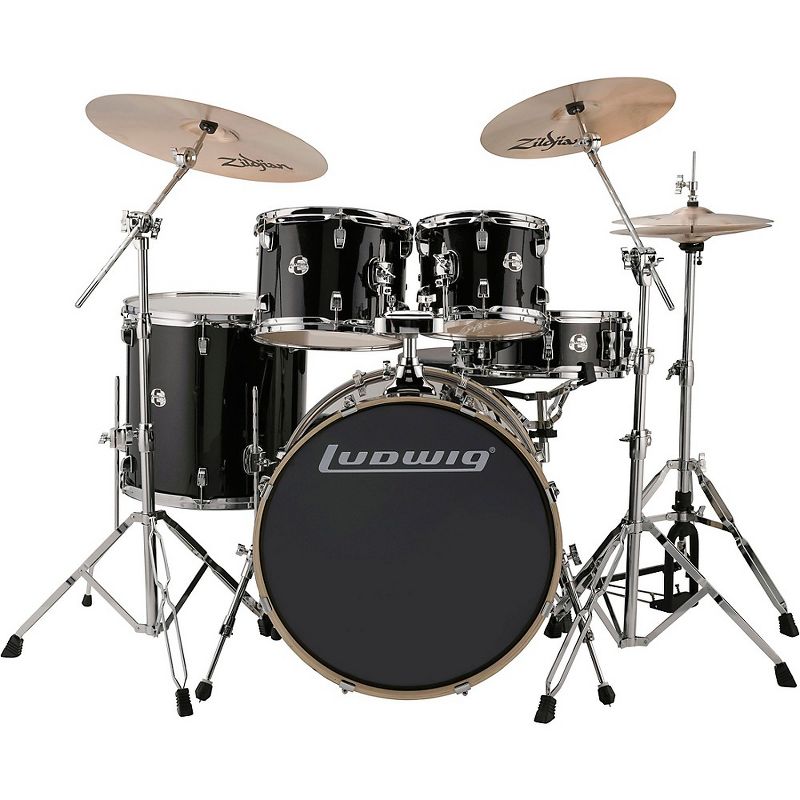Ludwig Element Evolution 5-piece Drum Set with 22 in. Bass Drum and Zildjian "I" Series Cymbals Black Sparkle