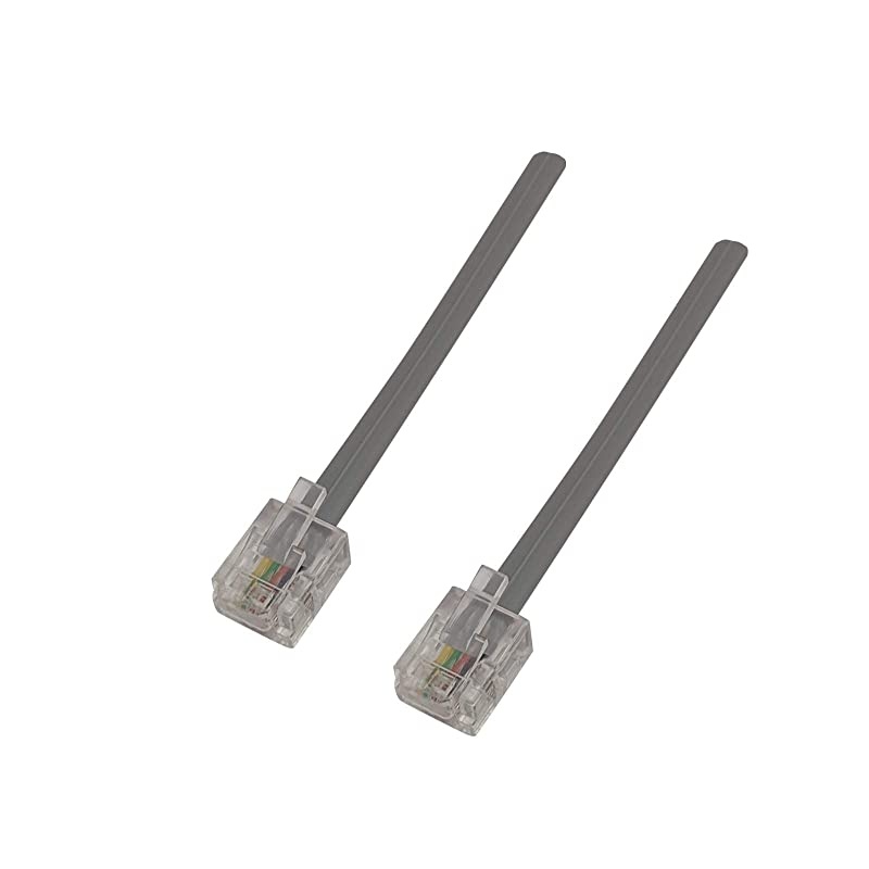 Phone Line Cord Fax Modem Landline Telephone Cable 2 Pack Universally Compatible RJ11 6P4C 3 Inch Grey