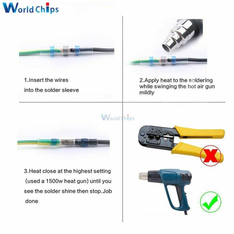 100pcs Heat Shrink Tube Sleeves Solder Seal Shrinkable Splice Waterproof Wires Connectors Cable Terminal Electrical Connector