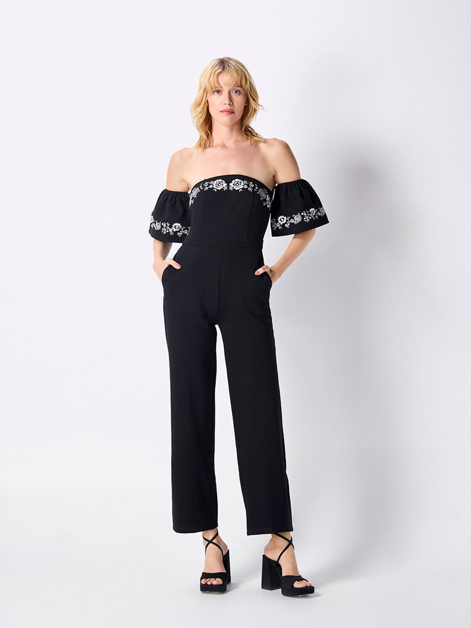 Cover Story Black Embroidered Jumpsuit