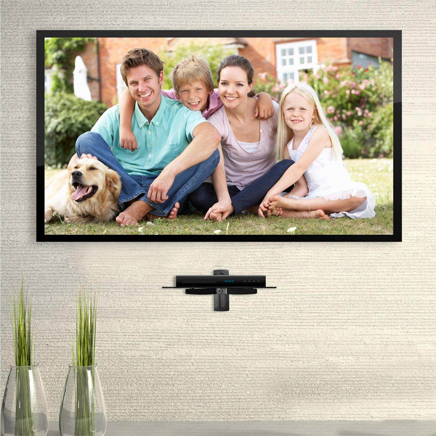 Ematic Tempered Glass Shelf Wall Mount Kit for Entertainment System Components