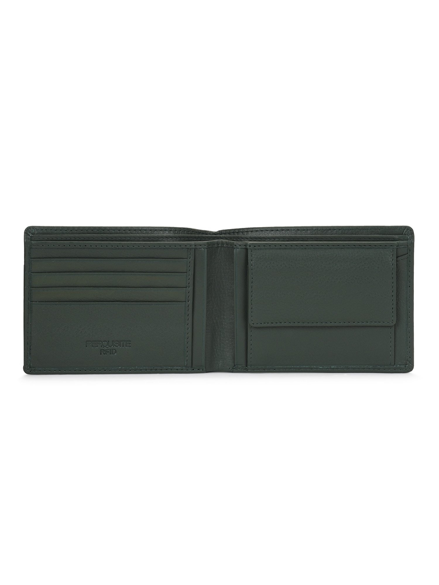 PERQUISITE Green Casual Leather Bi-Fold Wallet for men