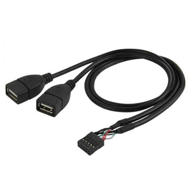 Jimier 10 Pin Motherboard Female Header to Dual USB 2.0 Female Adapter Cable 50cm U2-329