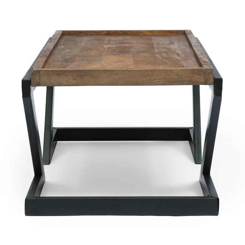 Titeca Modern Industrial Handcrafted Mango Wood Coffee Table Dark Brown/Black - Christopher Knight Home