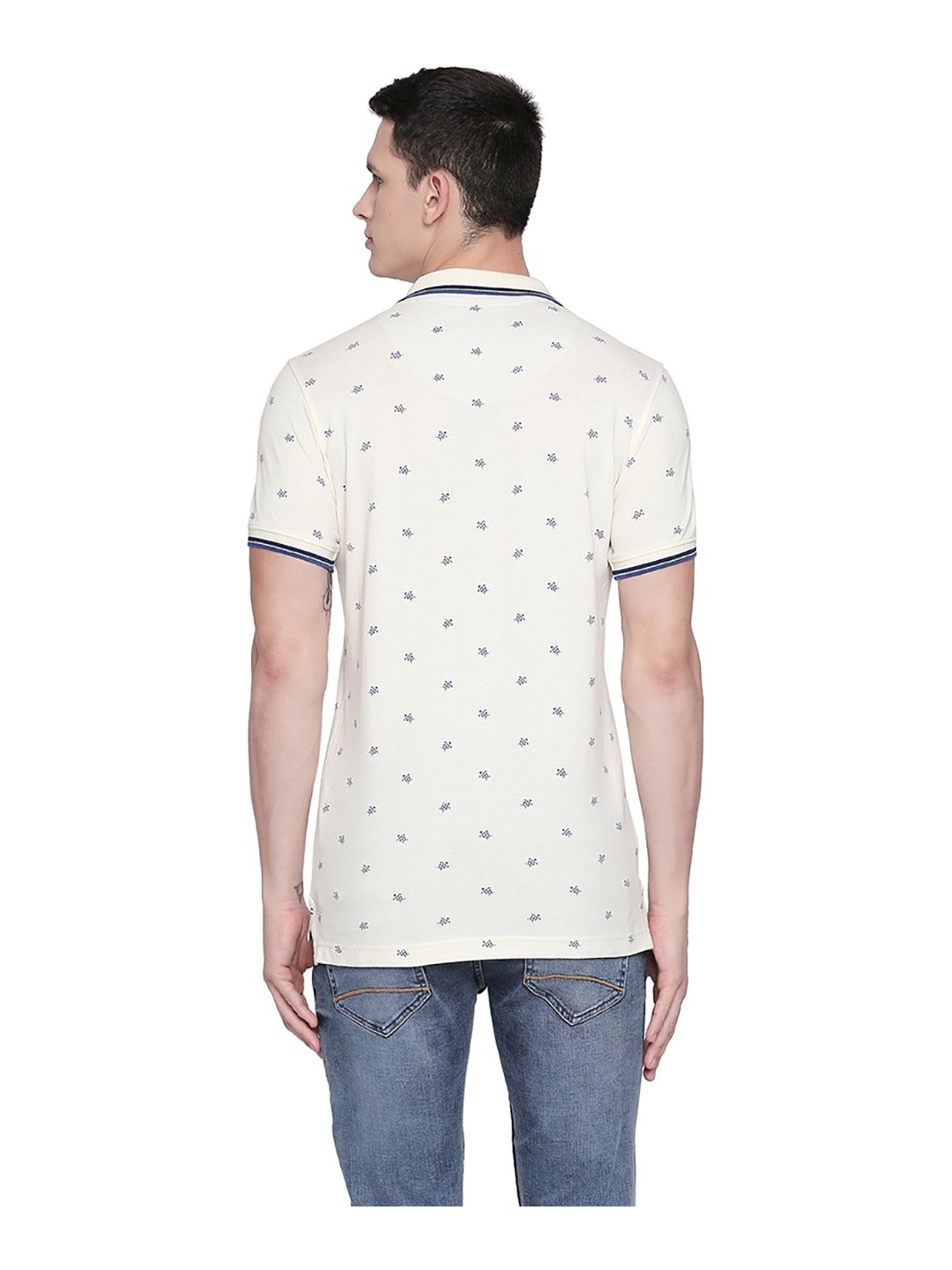 Basics Light Beige Printed Polo T-Shirt