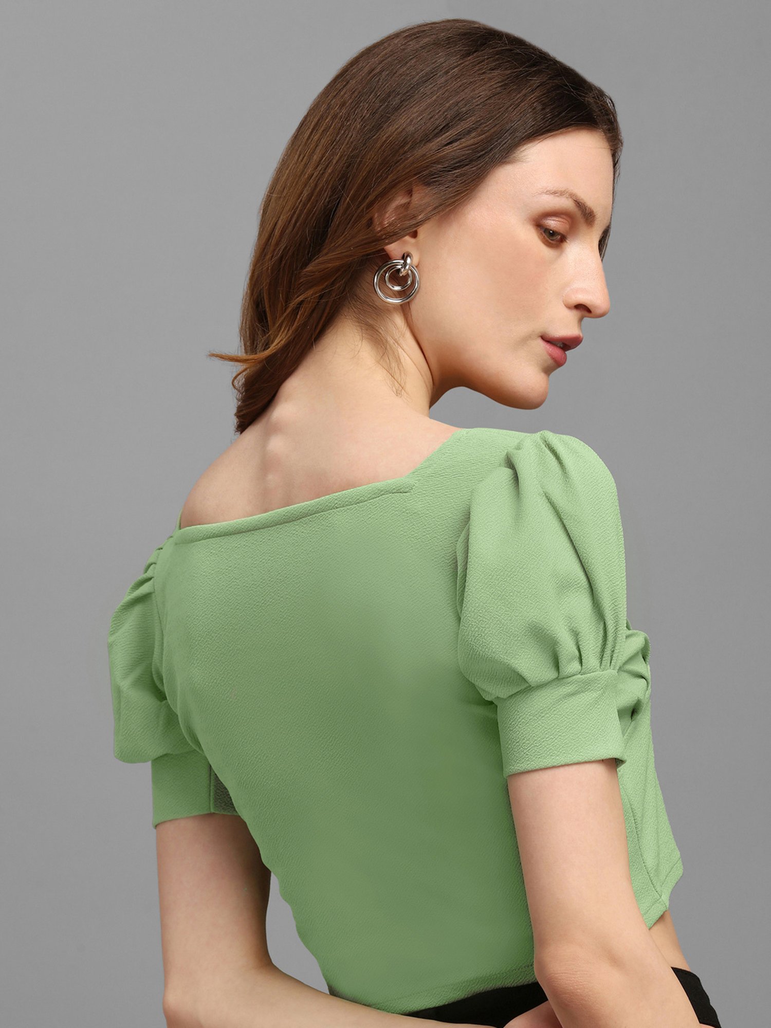 PURVAJA Light Green Regular Fit Crop Top