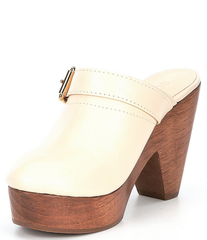 Schutz Nikyta Leather Buckled Strap Platform Mule Clogs