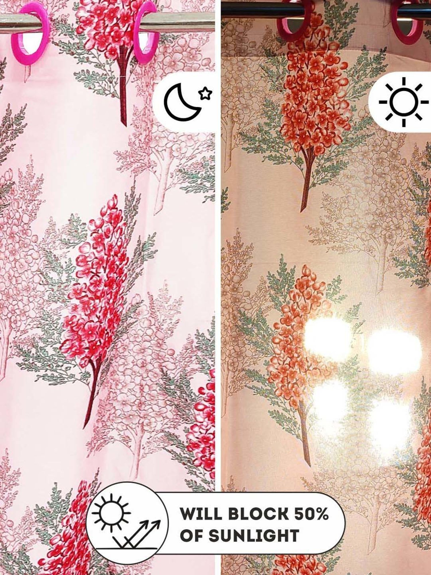 Bianca SANTORO Pink Faux Silk 7 Ft. Door Curtain - Set of 2