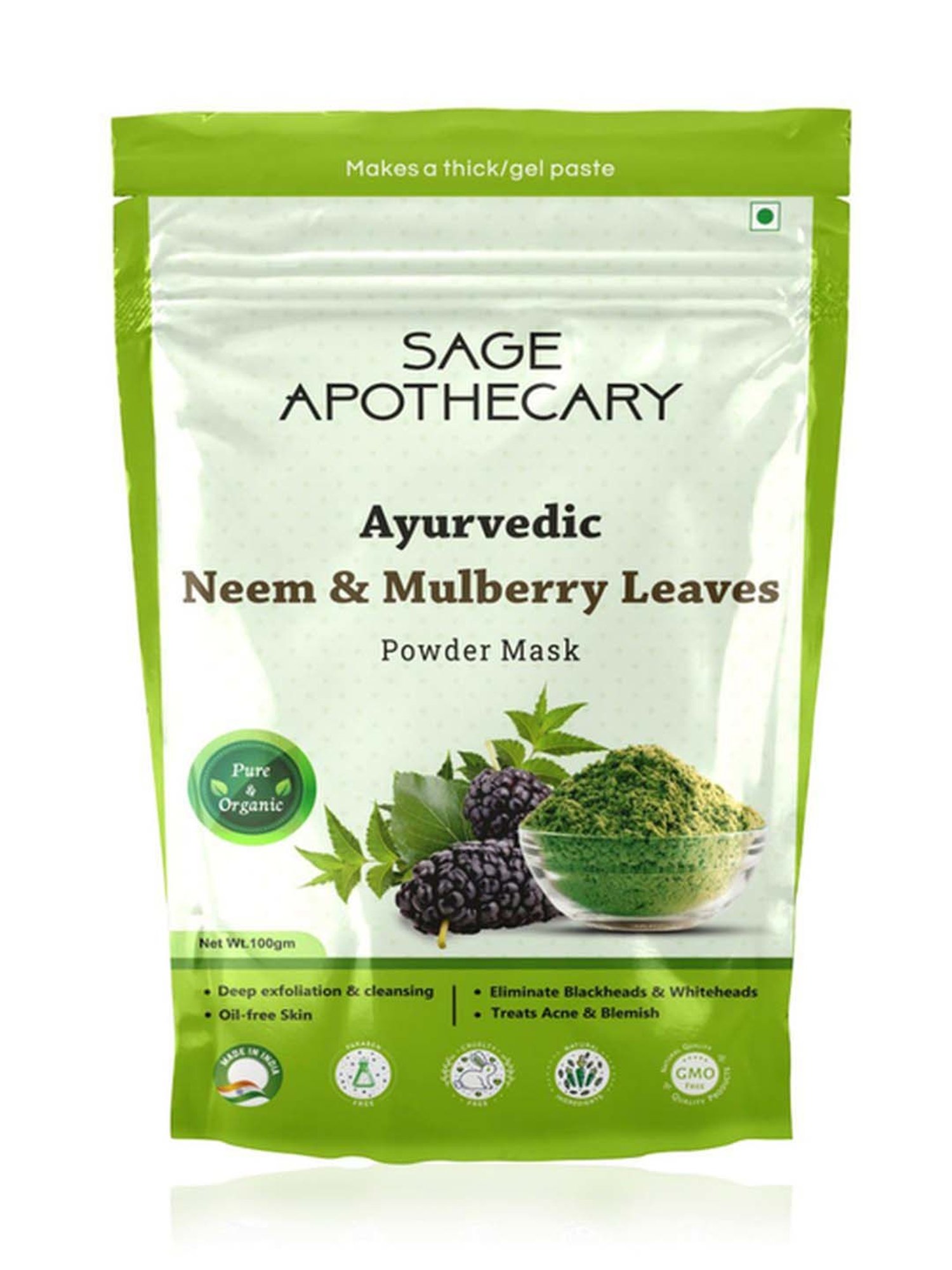 Sage Apothecary Ayurvedic Neem & Mulberry Leaves Powder Face Mask - 100 gm