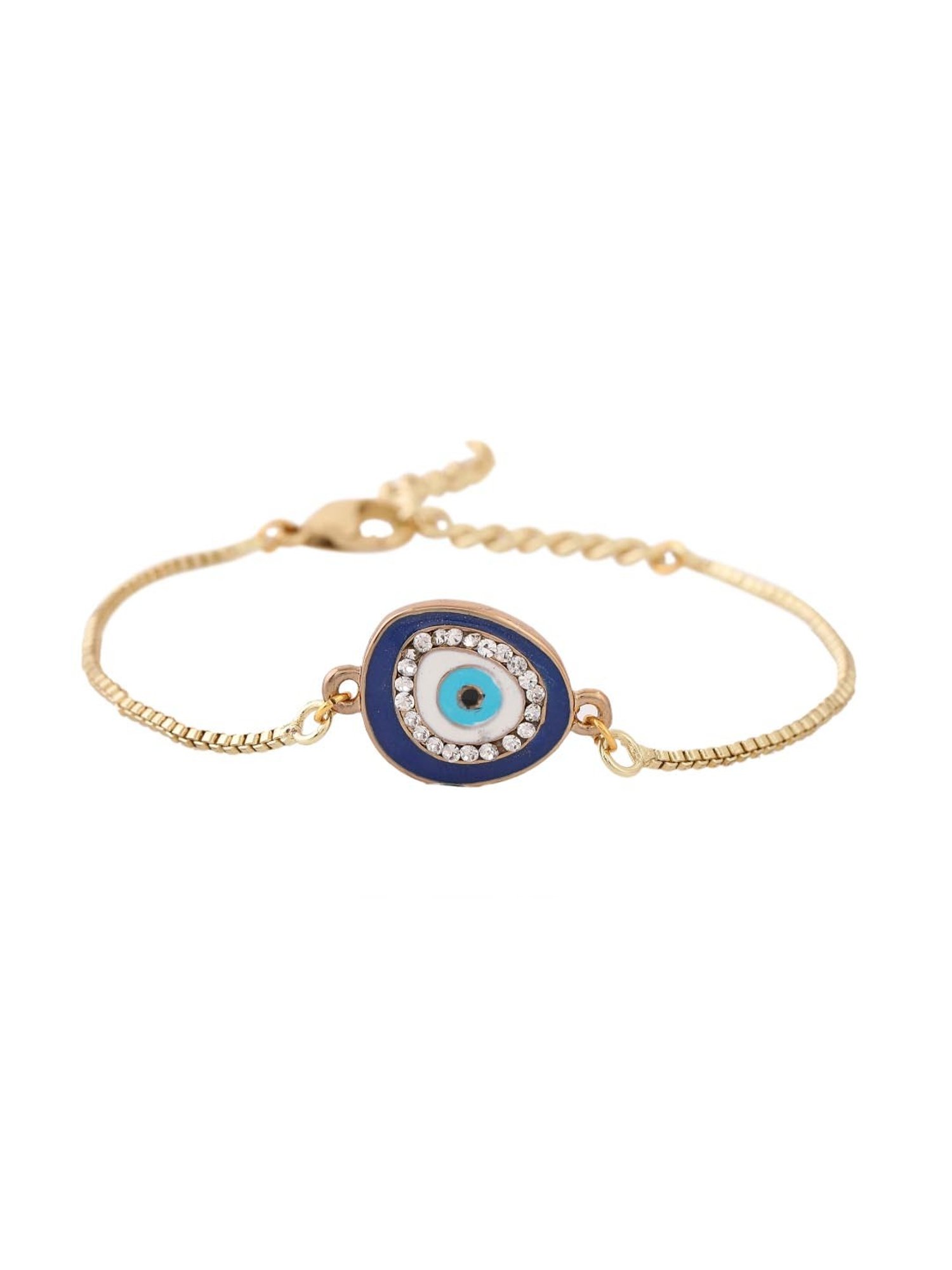 Estele Gold-Plated Evil Eye Bracelet with Austrian Crystals for Women