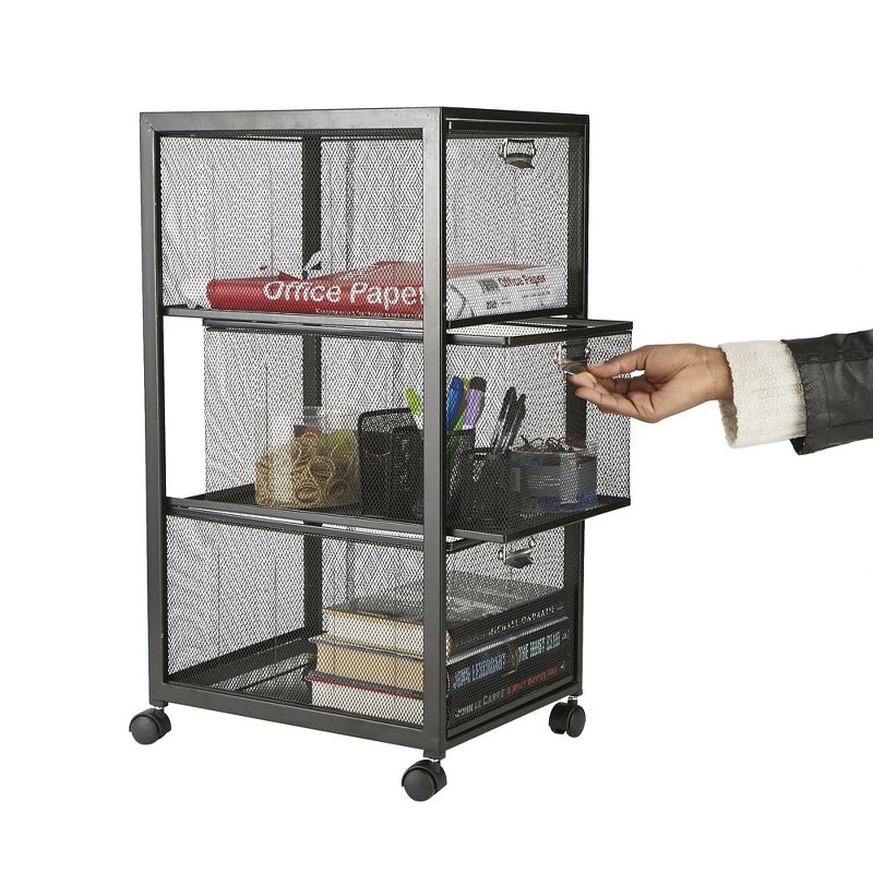 Mind Reader Rolling File Cabinet with Slim Storage for Makeup, Kitchen, Utilities, Office Supplies, and Tools