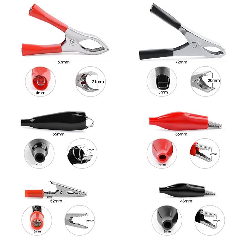 50052R 60Pcs Metal Alligator Clip Clamp Assortment Test Lead Electrical Battery Clamp Connector Alligator Connector Electrical Assortment Charging Clip