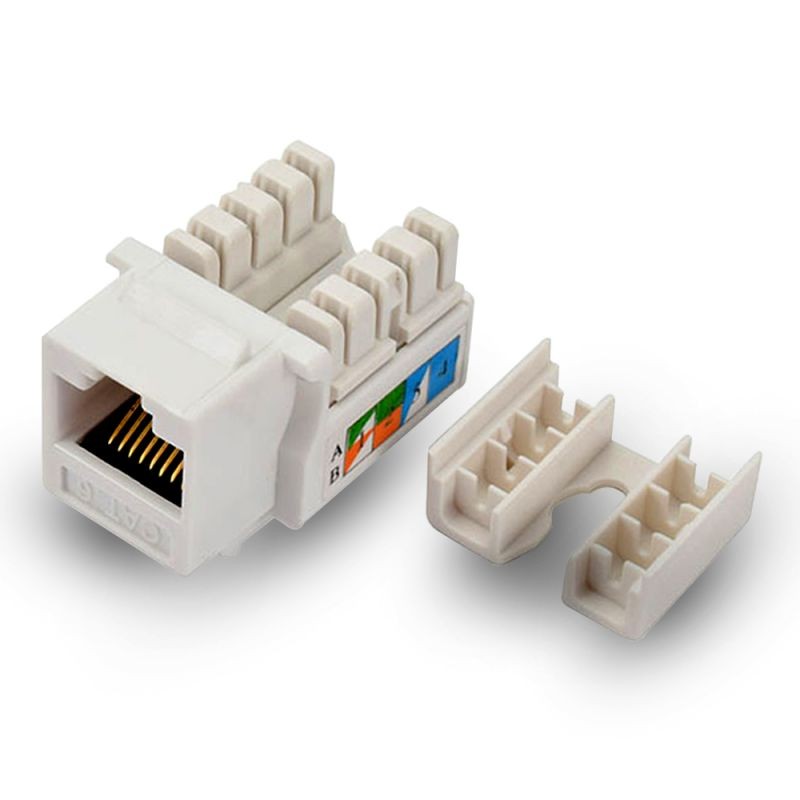 Cat6 110 Style Punch Down Keystone Jack, White, CAT 6, Rj45 90 Degree 50-Pack