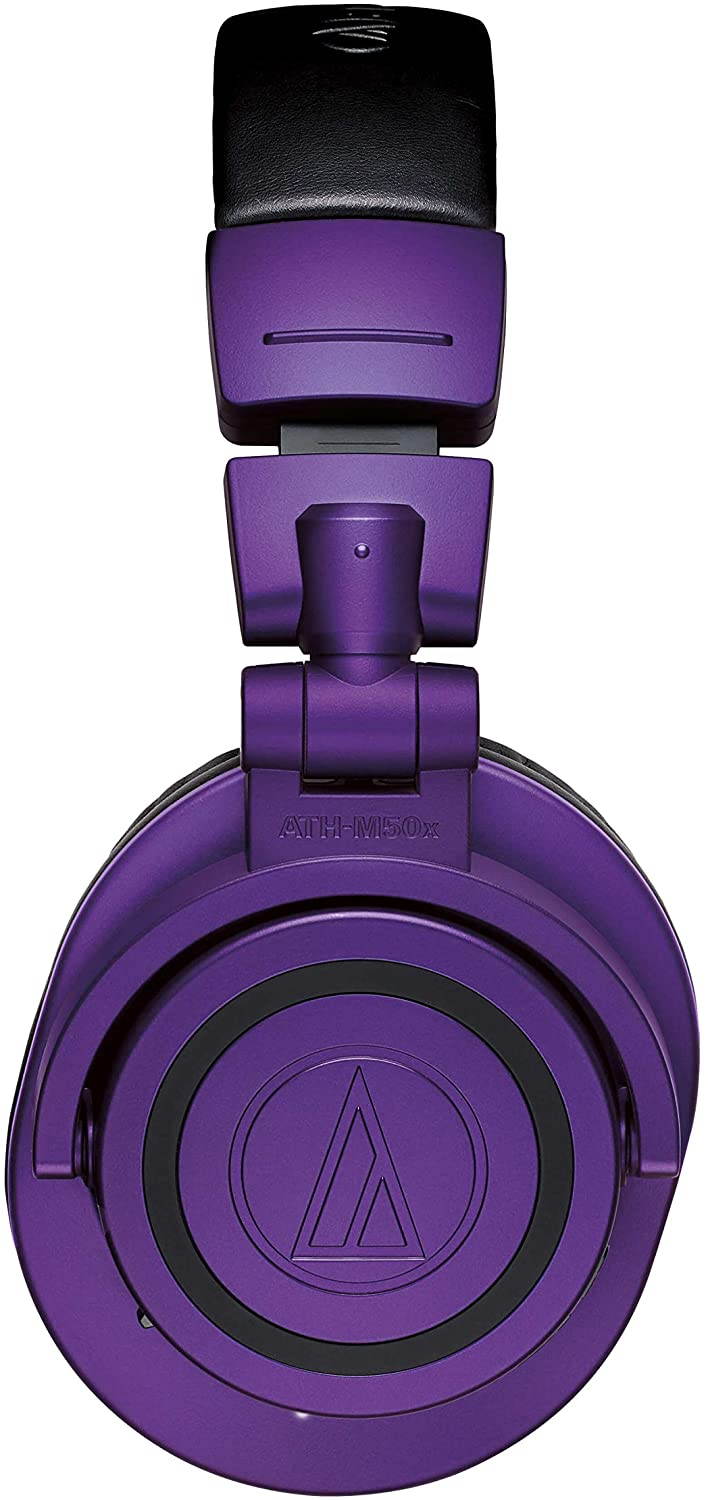 Audio-Technica ATH-M50xBTPB Wireless Bluetooth Over-Ear Headphones with 45mm Neodymium magnet, Built in Microphone, Volume Controls, and 40 hour battery, Purple/Black