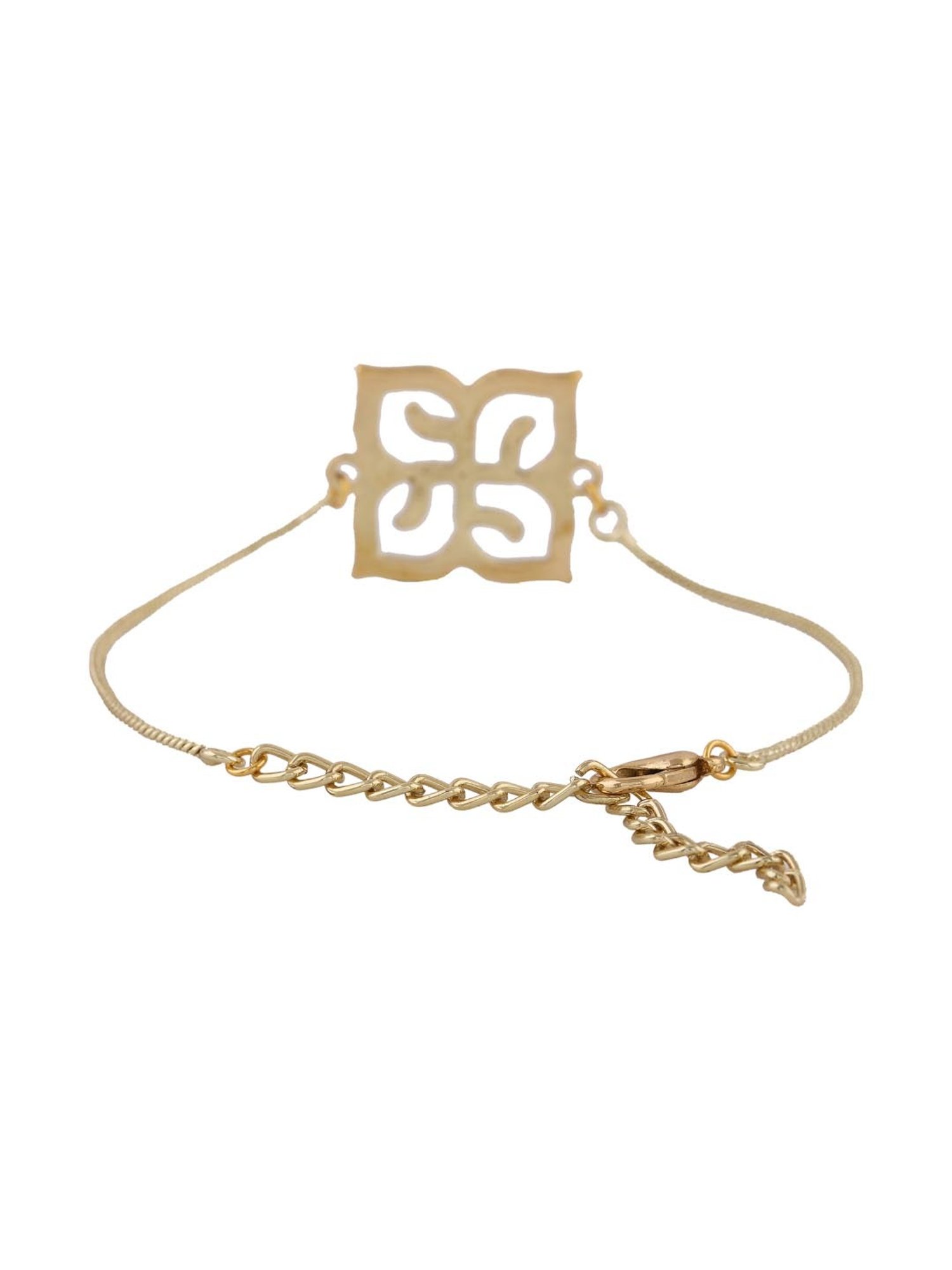 Estele Gold-Plated Holy Swastika Bracelet with Austrian Crystals for Women
