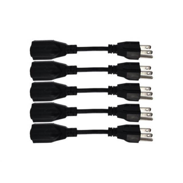 6inch power extension cable, 5pack, outlet saver, 18 awg