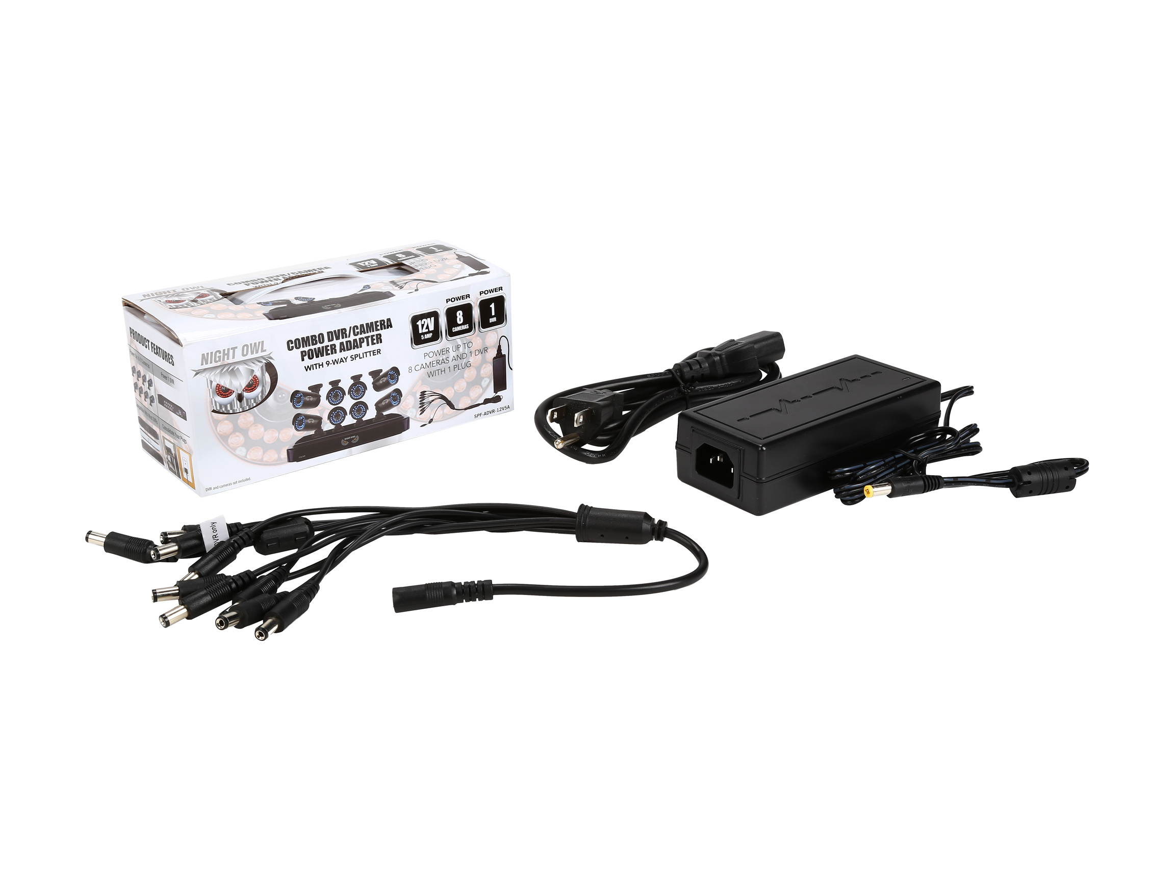 Night Owl SPF-ADVR-12V5A Combo DVR/Camera Power Adapter with a 9-way power splitter
