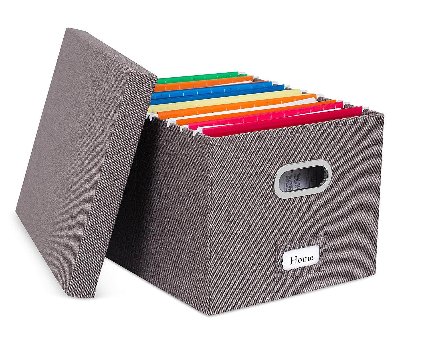 Internet's Best Collapsible File Storage Organizer | Decorative Linen Filing & Storage Office Box | Letter/Legal | Charcoal | 1 Pack