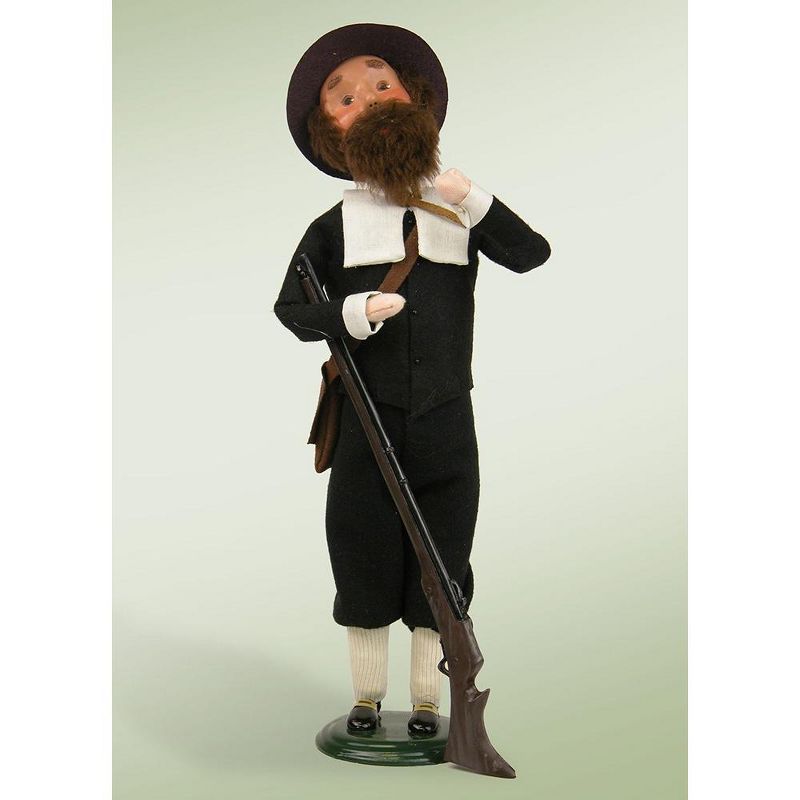 Byers Choice 14.5" Black and White Colonial Pilgrim Man with Rifle Christmas Caroler Figure