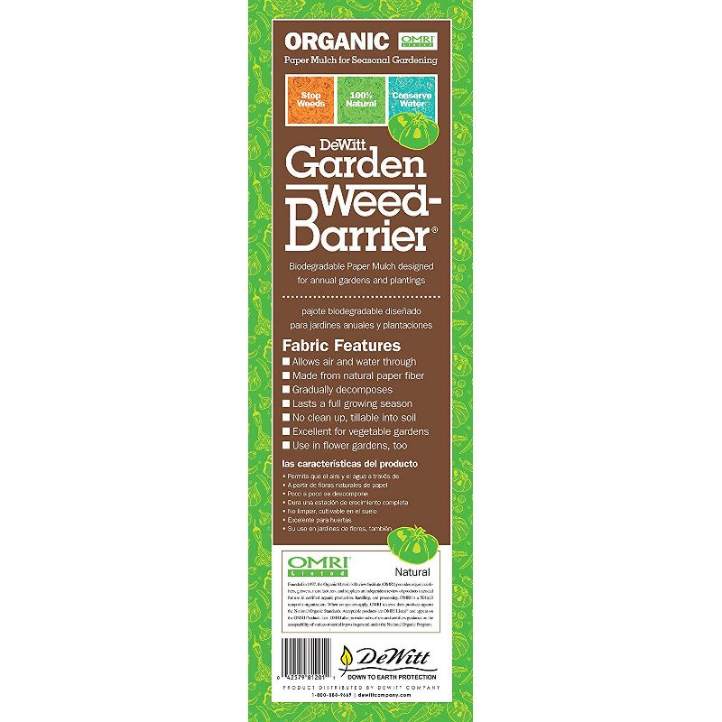 DeWitt NAT3300 3 x 300 Ft All Natural Organic Biodegradable Paper Mulch Garden Weed Control Barrier